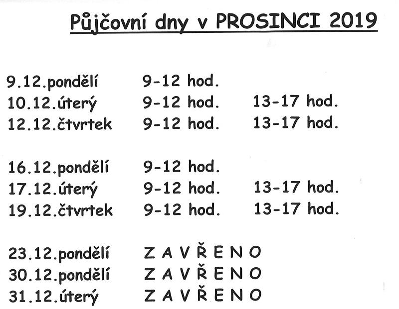 půjčovní doba v prosinci